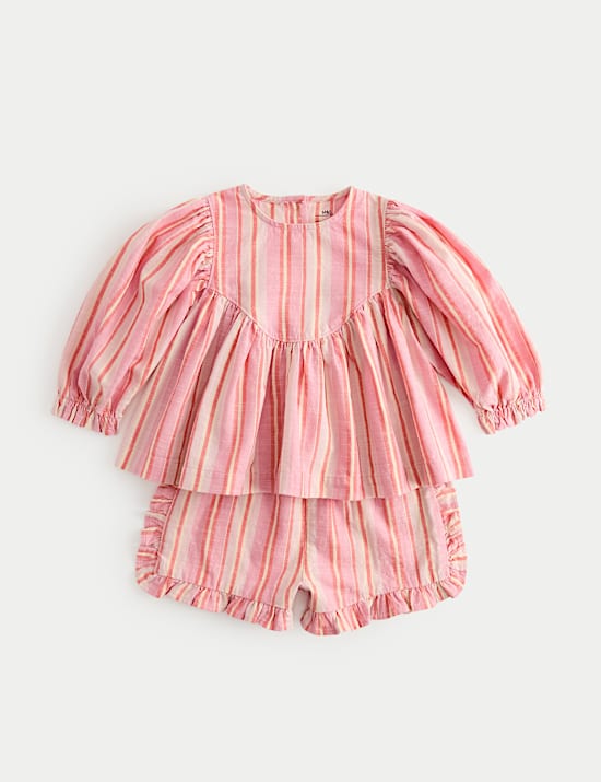 Pruhovan&yacute; outfit s topem a kalhotami, z čist&eacute; bavlny (0&ndash;5 let)