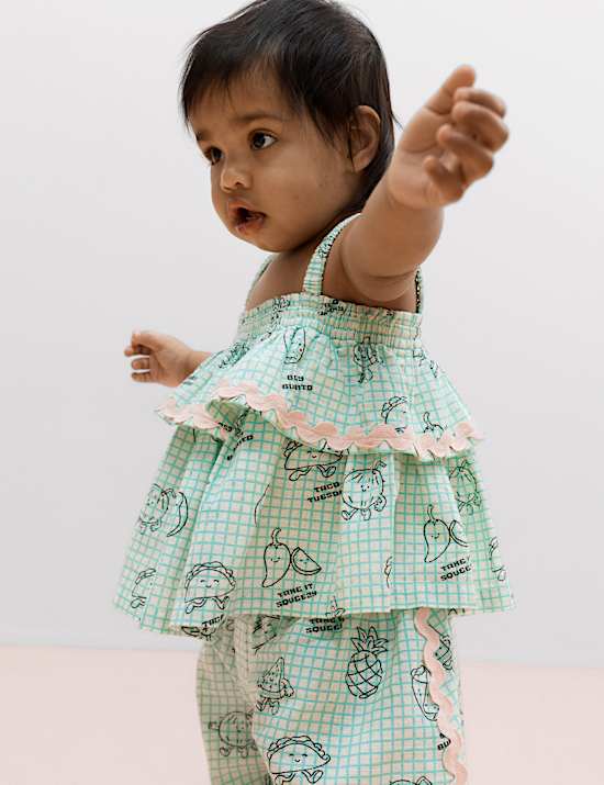 2 Piece Pure Cotton Taco Top & Trouser Outfit (0-5 Yrs)