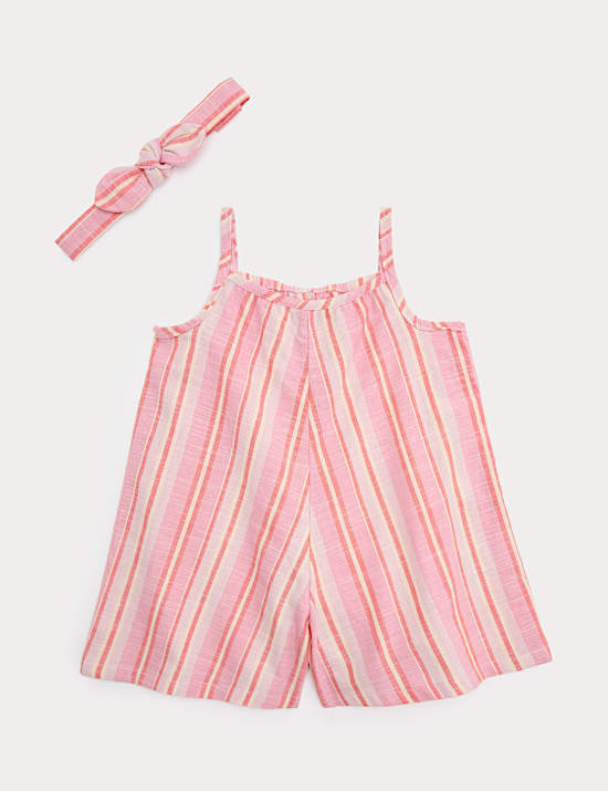 2 Piece Pure Cotton Romper with Headband (0-3 Yrs)
