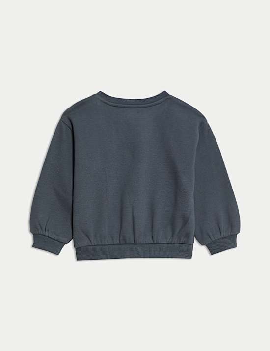 Jersey sweater met geborduurd natuurmotief (0-6 jaar)