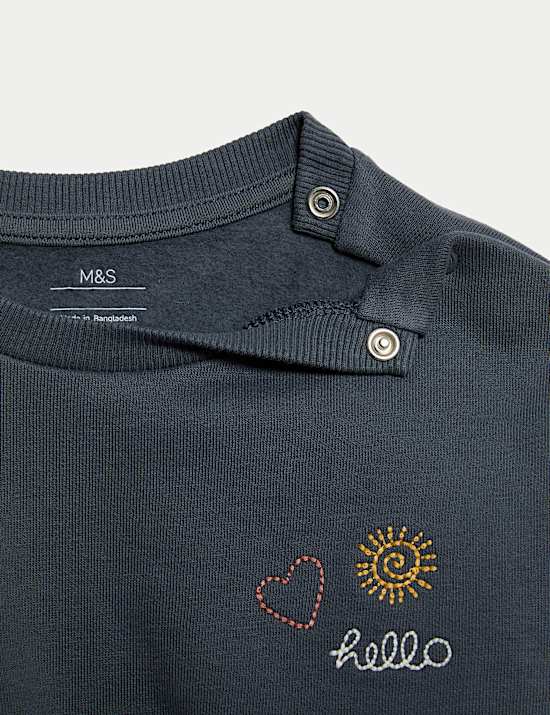 Jersey sweater met geborduurd natuurmotief (0-6 jaar)