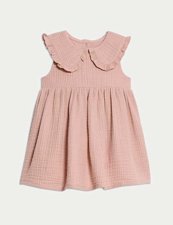 2pc Pure Cotton Collar Dress With Knickers (0-3 Yrs)