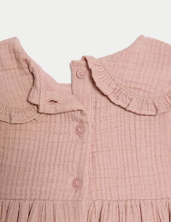 2pc Pure Cotton Collar Dress With Knickers (0-3 Yrs)