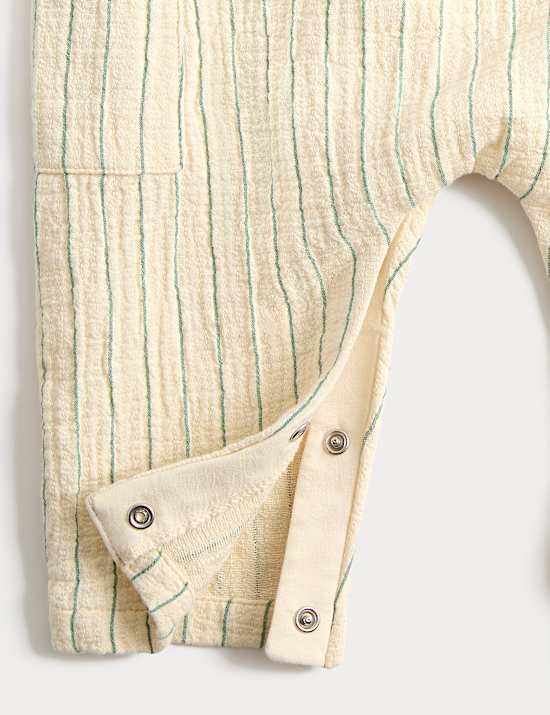 Pure Cotton Striped Embroidered Romper (0-3 Yrs)