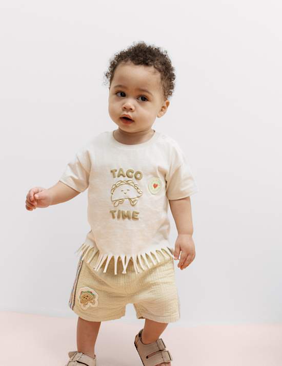 T-shirt et short 100 % coton motif Taco Fringe (jusqu&rsquo;au 5 ans)