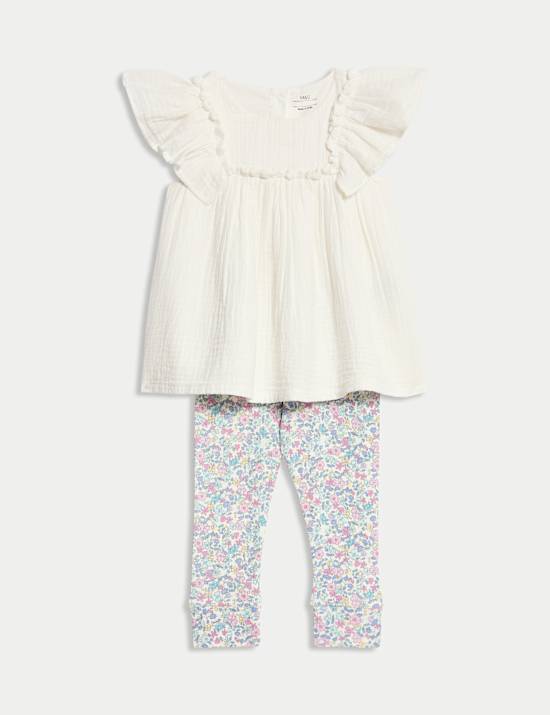 2pc Pure Cotton Ditsy Leggings Outfit (0-3 Yrs)