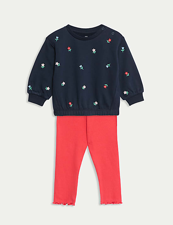 2pc Cotton Rich Floral Outfit (0-3 Yrs)