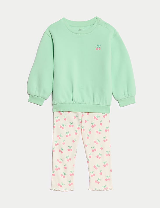 Ensemble 2&nbsp;pièces en coton à imprimé cerise (jusqu’au 6&nbsp;ans)