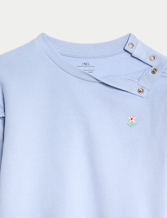 Σύνολο με φλοράλ μπλούζα και παντελόνι με υψηλή περιεκτικότητα σε βαμβάκι (0-6 ετών)