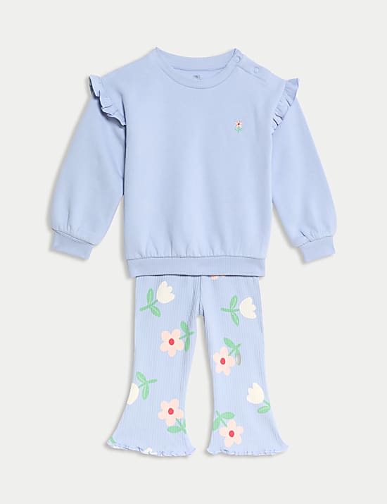 Conjunto en algodón con parte de arriba y de abajo floral (0-6&nbsp;años)