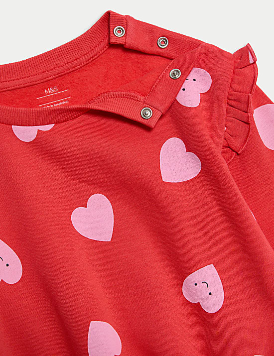 Ensemble 2 pi&egrave;ces en coton &agrave; imprim&eacute; c&oelig;urs (jusqu&rsquo;au 6 ans)