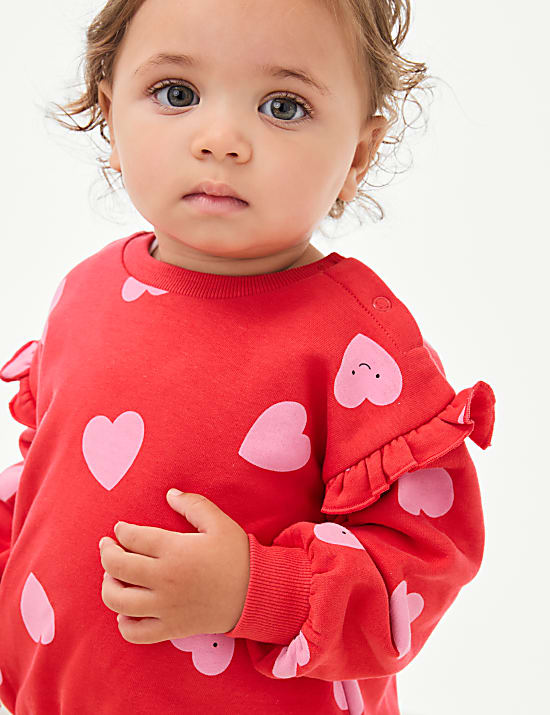 Ensemble 2 pi&egrave;ces en coton &agrave; imprim&eacute; c&oelig;urs (jusqu&rsquo;au 6 ans)