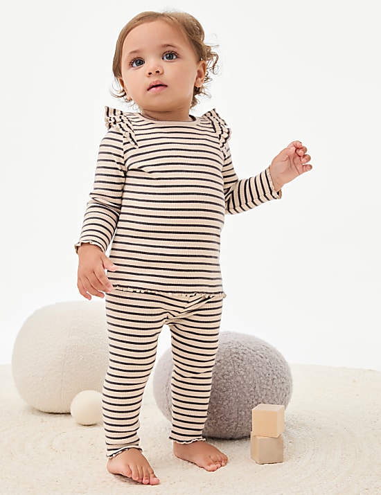 2pc Cotton Rich Striped Outfit (0-3 Yrs)