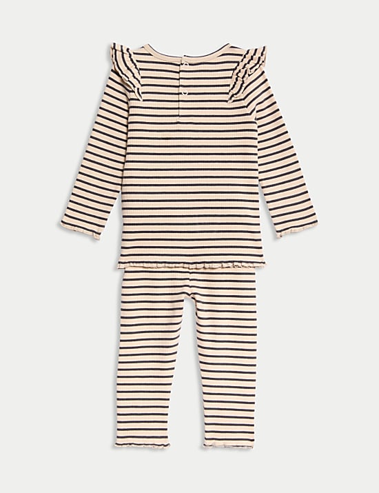 2pc Cotton Rich Striped Outfit (0-3 Yrs)