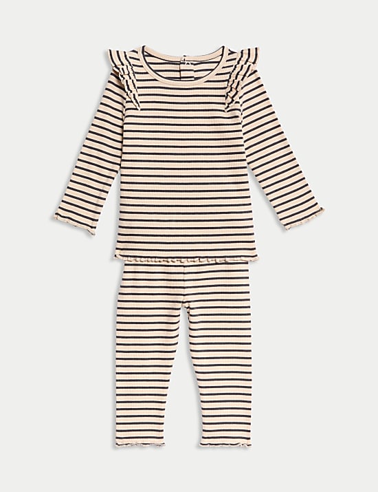 2pc Cotton Rich Striped Outfit (0-3 Yrs)