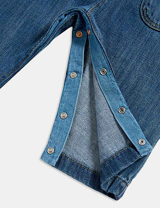 סרבל ג'ינס מבד עשיר בכותנה עם דוגמת לבבות (0 חודשים - 3 שנים)