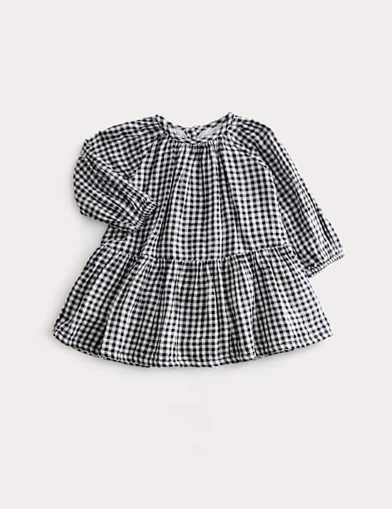 Robe à carreaux Vichy avec cardigan en coton (jusqu’au 6 ans)