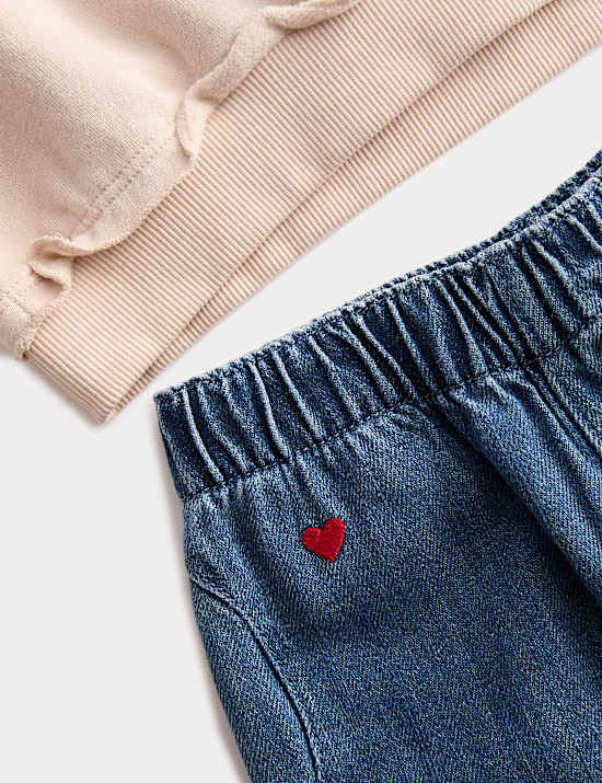 2pc Cotton Rich Graphic Top and Jeans Outfit (0 Mths-6 Yrs)