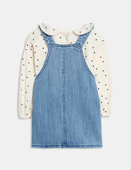 3pc Cotton Rich Spot Dress Outfit with Tights (0-3 Yrs)