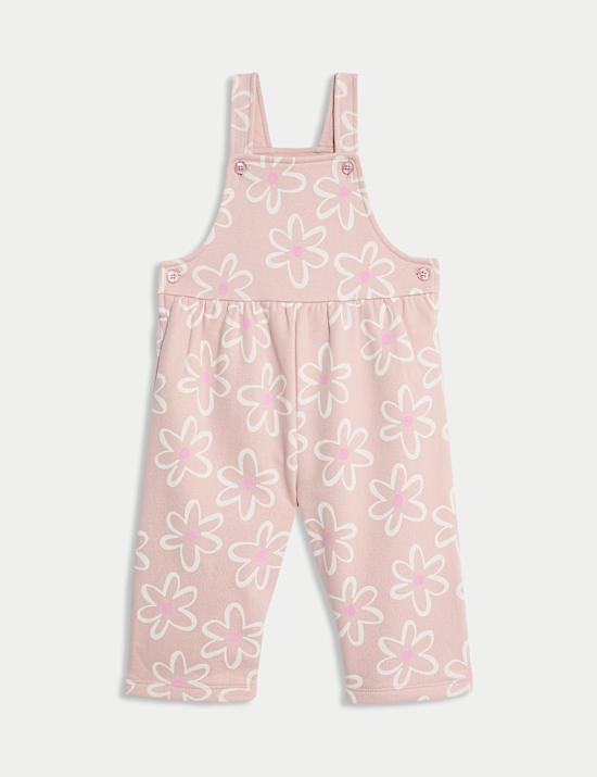 2pc Cotton Rich Floral Dungaree Outfit (0 Mths - 3 Yrs)
