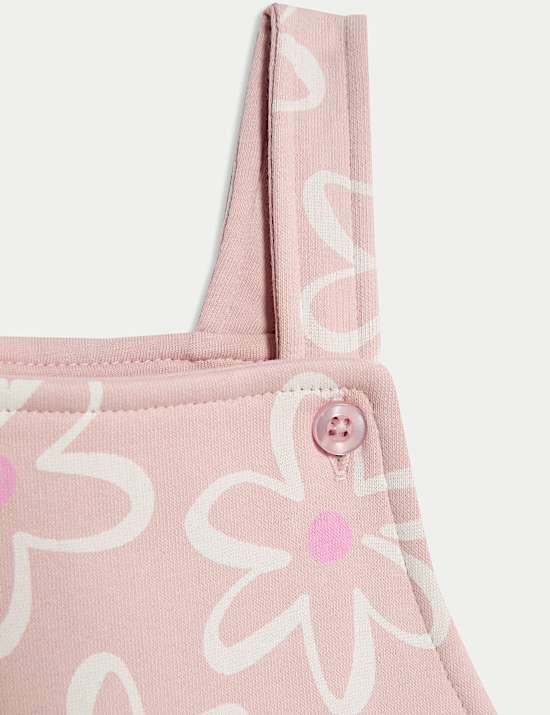 2pc Cotton Rich Floral Dungaree Outfit (0 Mths - 3 Yrs)