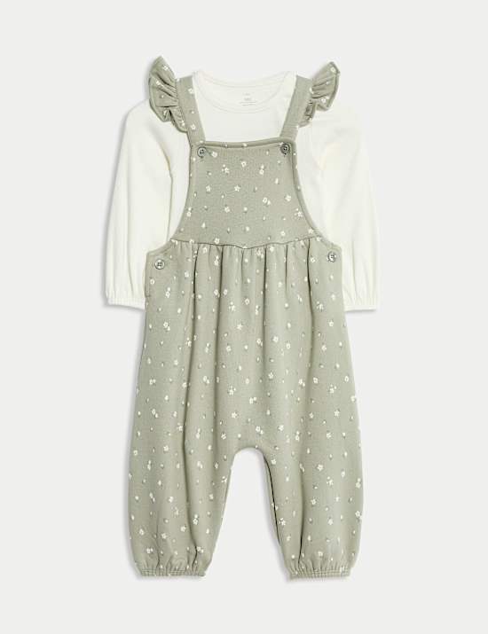 2pc Cotton Rich Patterned Dungaree Outfit (0 Mths - 3 Yrs)