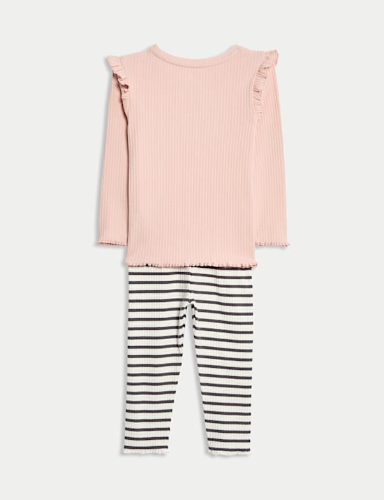 Ensemble 2 pièces en coton avec top et bas à motif fleuri (jusqu’au 6 ans)