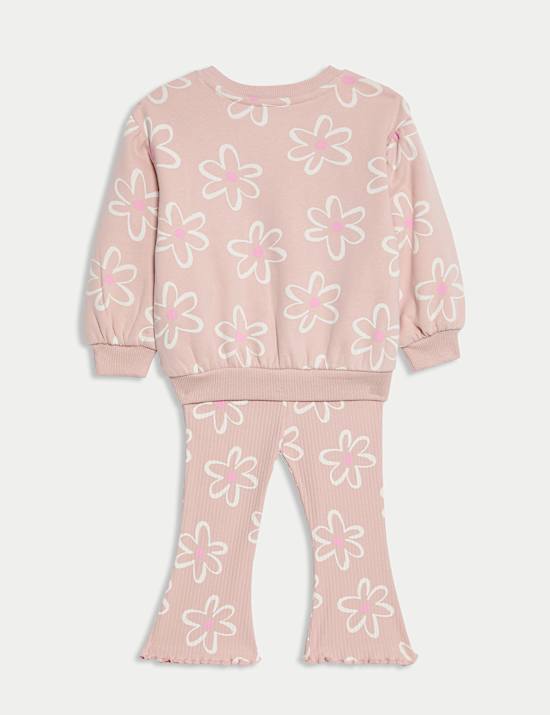 2pc Cotton Rich Floral Top & Bottom Outfit (0-6 Yrs)