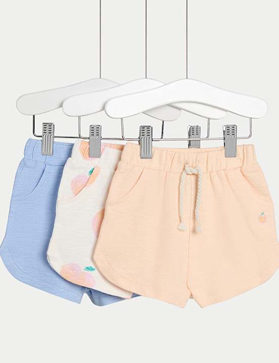 Lot de 3&nbsp;shorts 100&nbsp;% coton à motif pêche (jusqu’au 3&nbsp;ans)