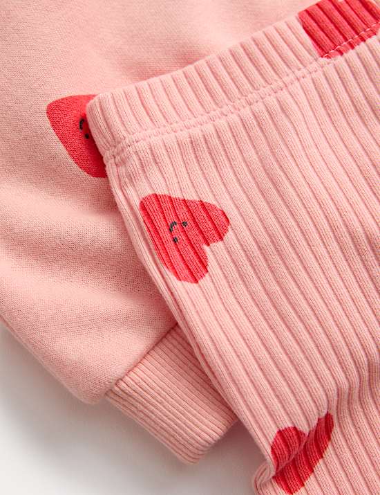 2pc Cotton Rich Heart Top & Bottom Outfit (0-6 Yrs)