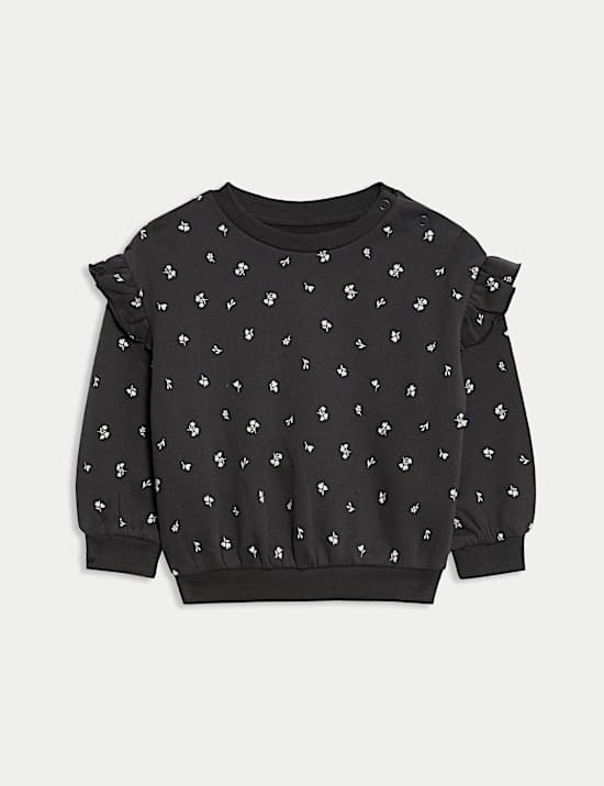 Ensemble 2 pièces en coton à motif petites fleurs avec top et bas (jusqu’au 6 ans)