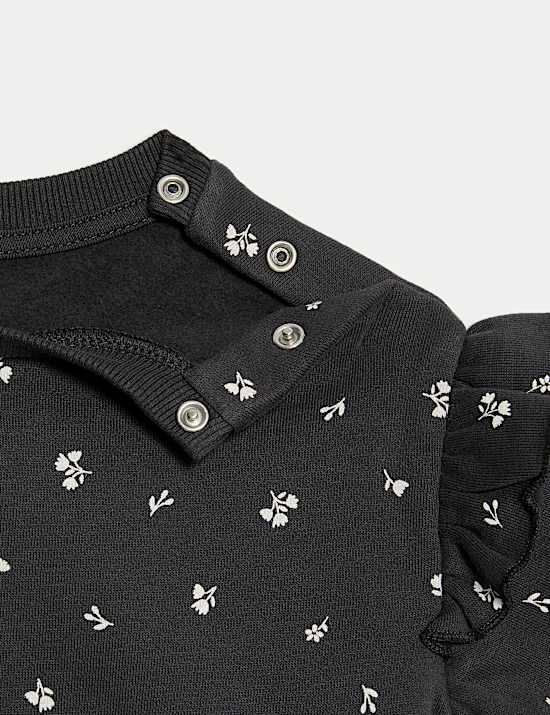 Ensemble 2 pièces en coton à motif petites fleurs avec top et bas (jusqu’au 6 ans)