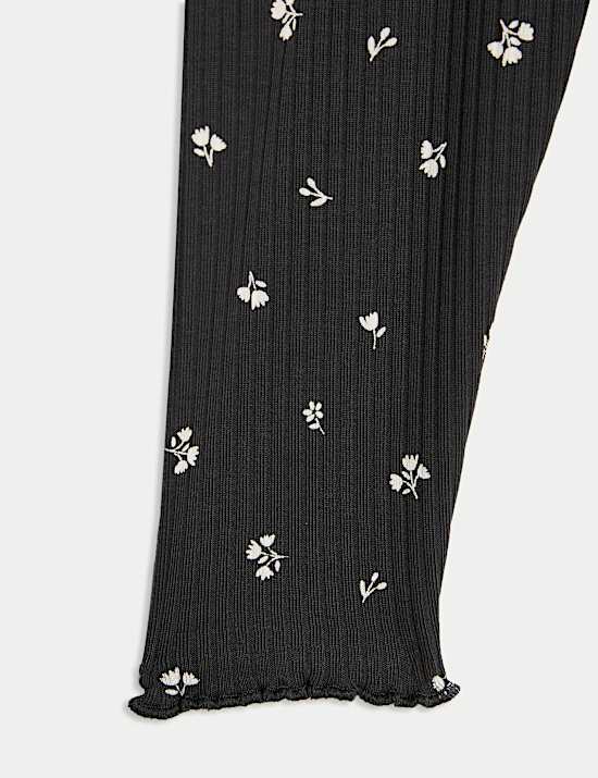 Ensemble 2 pièces en coton à motif petites fleurs avec top et bas (jusqu’au 6 ans)