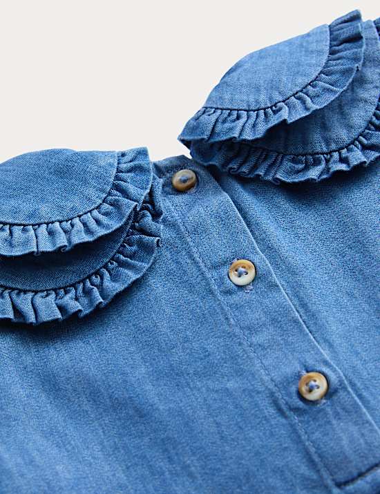 תלבושת 2 חלקים של חולצה ומכנסיים מבד ג'ינס עשיר בכותנה (6-0 שנים)