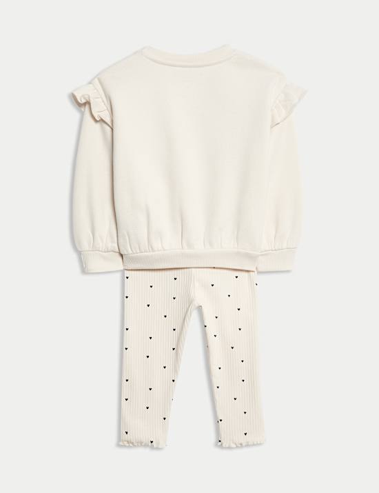 Ensemble 2 pièces en jersey de coton à motif cœur (jusqu’au 6 ans)