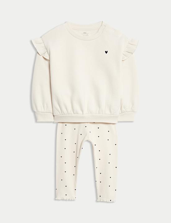 Ensemble 2 pièces en jersey de coton à motif cœur (jusqu’au 6 ans)