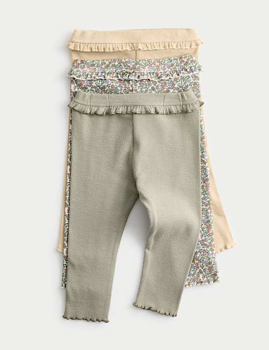 3 Pack Cotton Rich Floral Mix Leggings (0-3 Yrs)