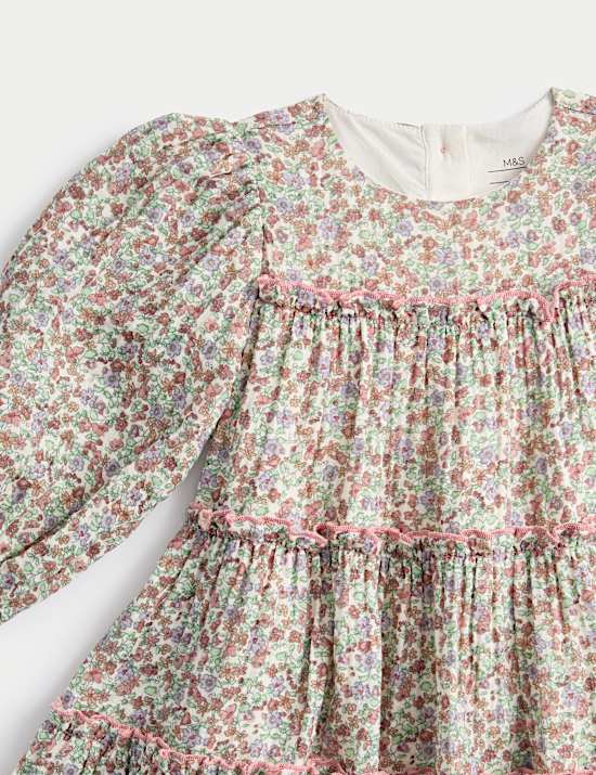 Cotton Ditsy Floral Tiered Dress(0-6 Yrs)