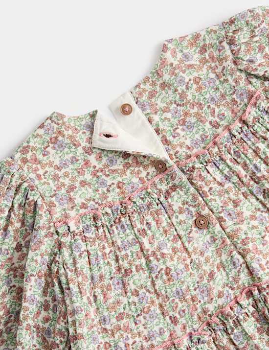 Cotton Ditsy Floral Tiered Dress(0-6 Yrs)