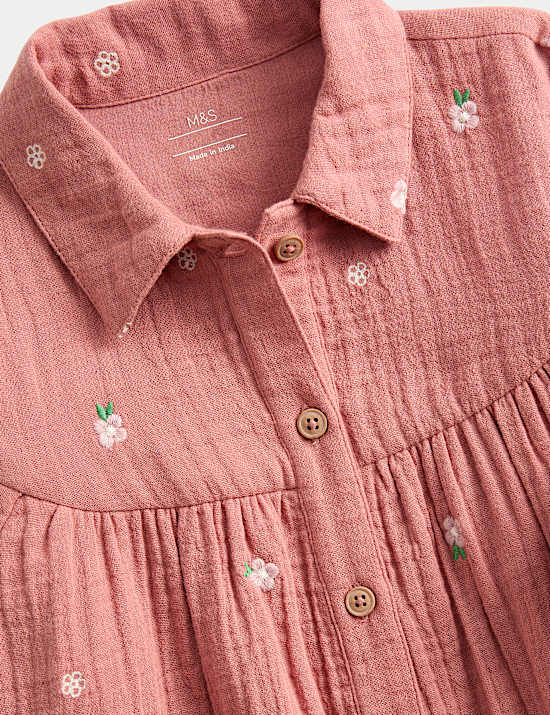 Robe double tissu 100 % coton brodé (jusqu’au 3 ans)