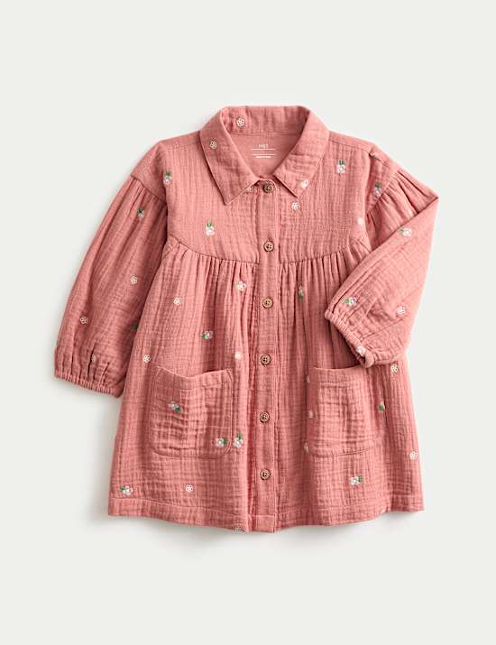 Robe double tissu 100 % coton brodé (jusqu’au 3 ans)