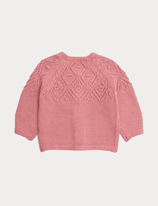 Cardigan 100 % coton &agrave; empi&egrave;cement au crochet (jusqu&rsquo;au 3 ans)