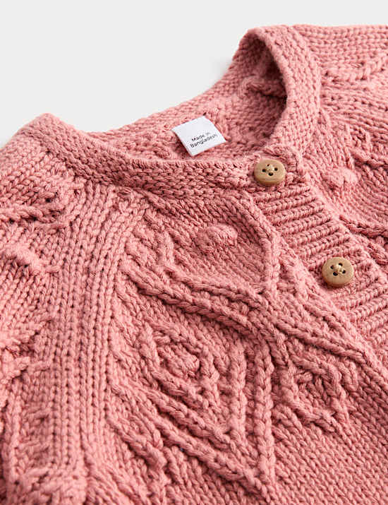 Cardigan 100 % coton &agrave; empi&egrave;cement au crochet (jusqu&rsquo;au 3 ans)