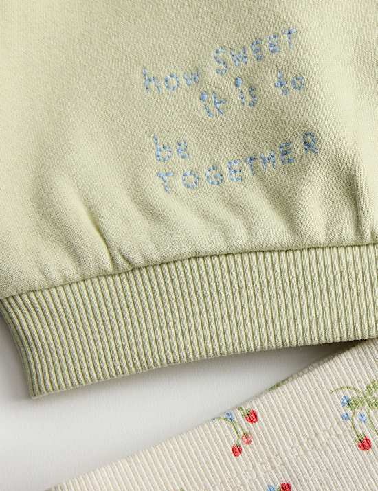 2pc Cotton Rich Embroidered Sweat Outfit (0-3 Yrs)