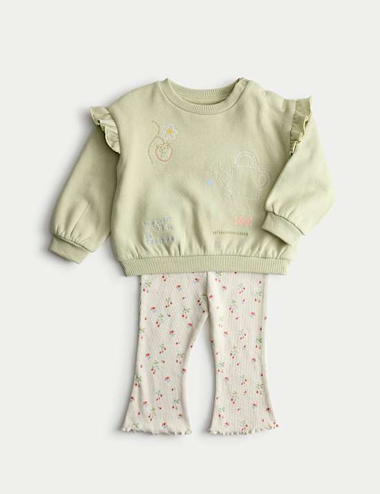 2pc Cotton Rich Embroidered Sweat Outfit (0-3 Yrs)