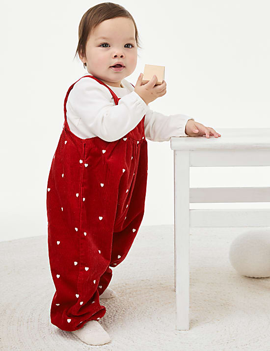 2pc Cord Heart Embroidered Outfit (0-3 Yrs)
