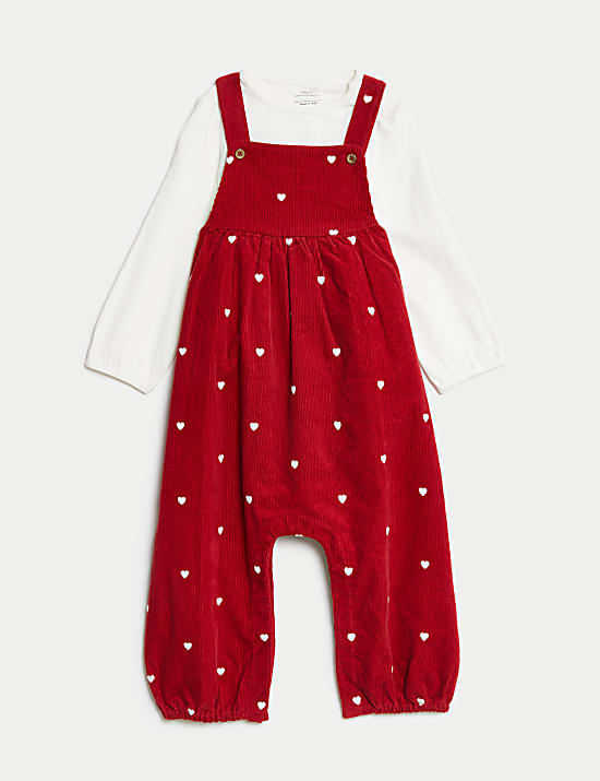 2pc Cord Heart Embroidered Outfit (0-3 Yrs)