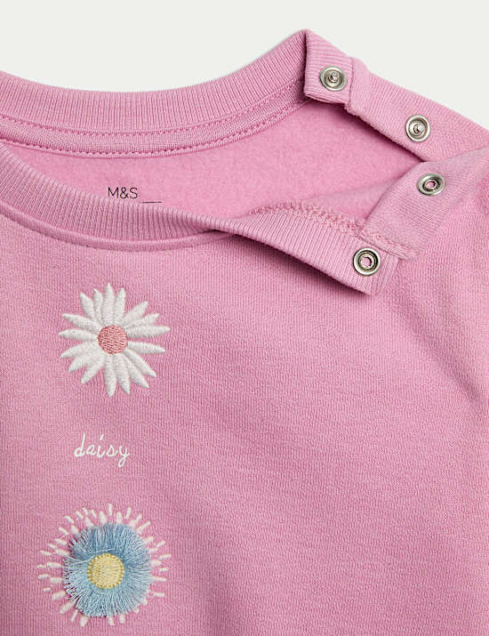 Φούτερ με σχέδιο λουλούδι και υψηλή περιεκτικότητα σε βαμβάκι (0-3 ετών)