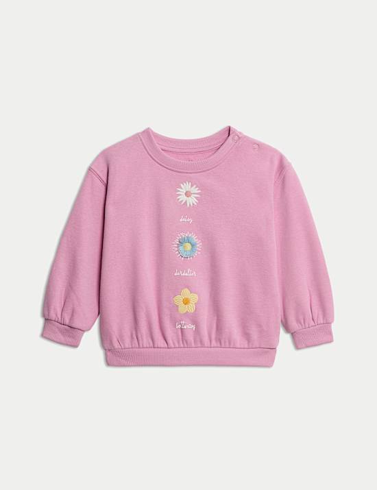 Cotton Rich Flower Sweatshirt (0-3 Yrs)