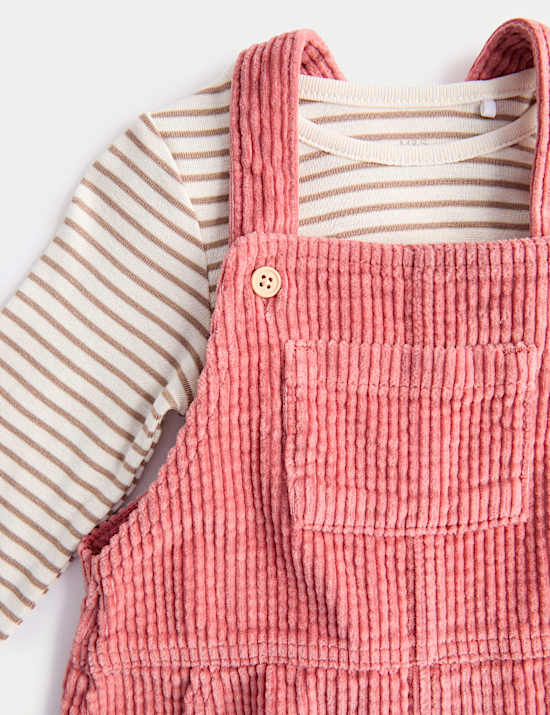 2pc Cord Dungarees with Bodysuit Outfit (0-3 Yrs)